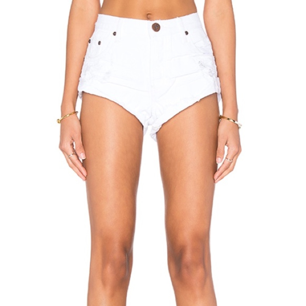 One Teaspoon Bandit White Denim Shorts
